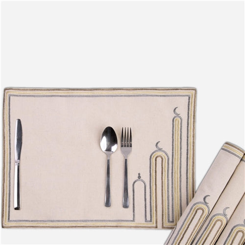 Placemat set of 6 minaret lines silver mix