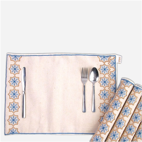 Placemat set of 6 arabisc brown*blue