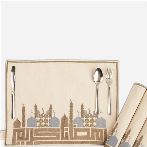 Placemat set of 6 رمضان كريم (مساجد) bronze mix