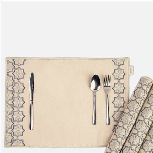 Placemat set of 6 arabisc silver mix