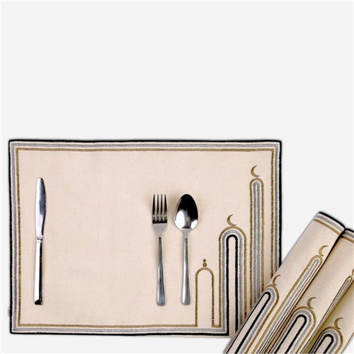 Placemat set of 6 minaret lines bronze mix