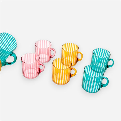 Jug set set colored strips Teal