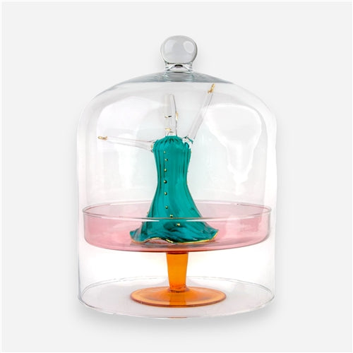 cake plate dervish with cover Teal