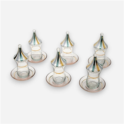 Tea cups set gold & sage green