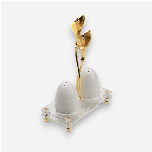 Lily salt shaker holder Gold