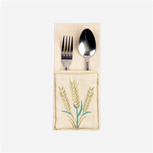 cutlery holder set of 6 سنابل  sage green*gold