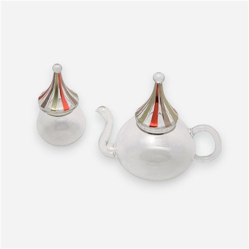Tea pot set coral & silver