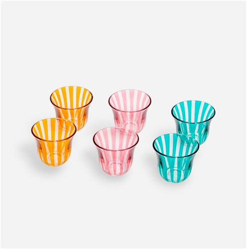 arabic coffee cups set colored strips Teal
