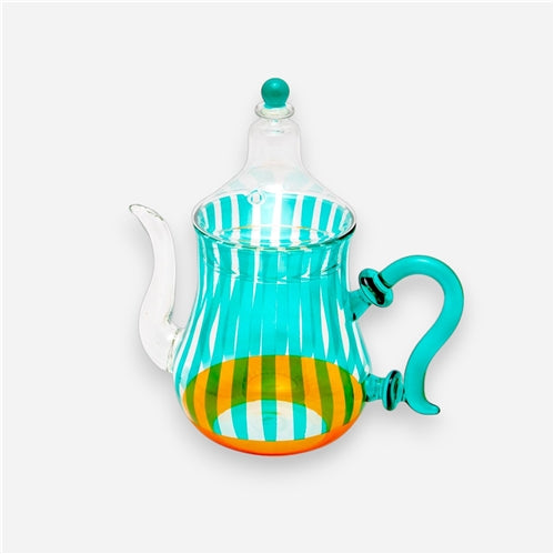 tea pot colored strips Teal