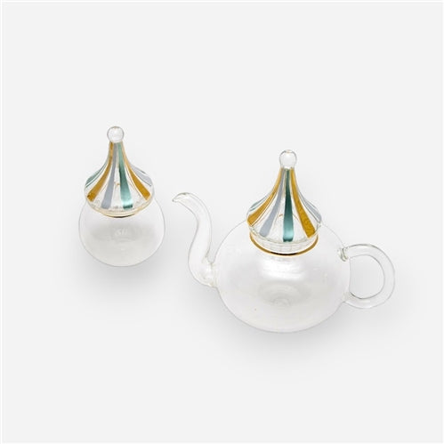 Tea pot set gold & sage green